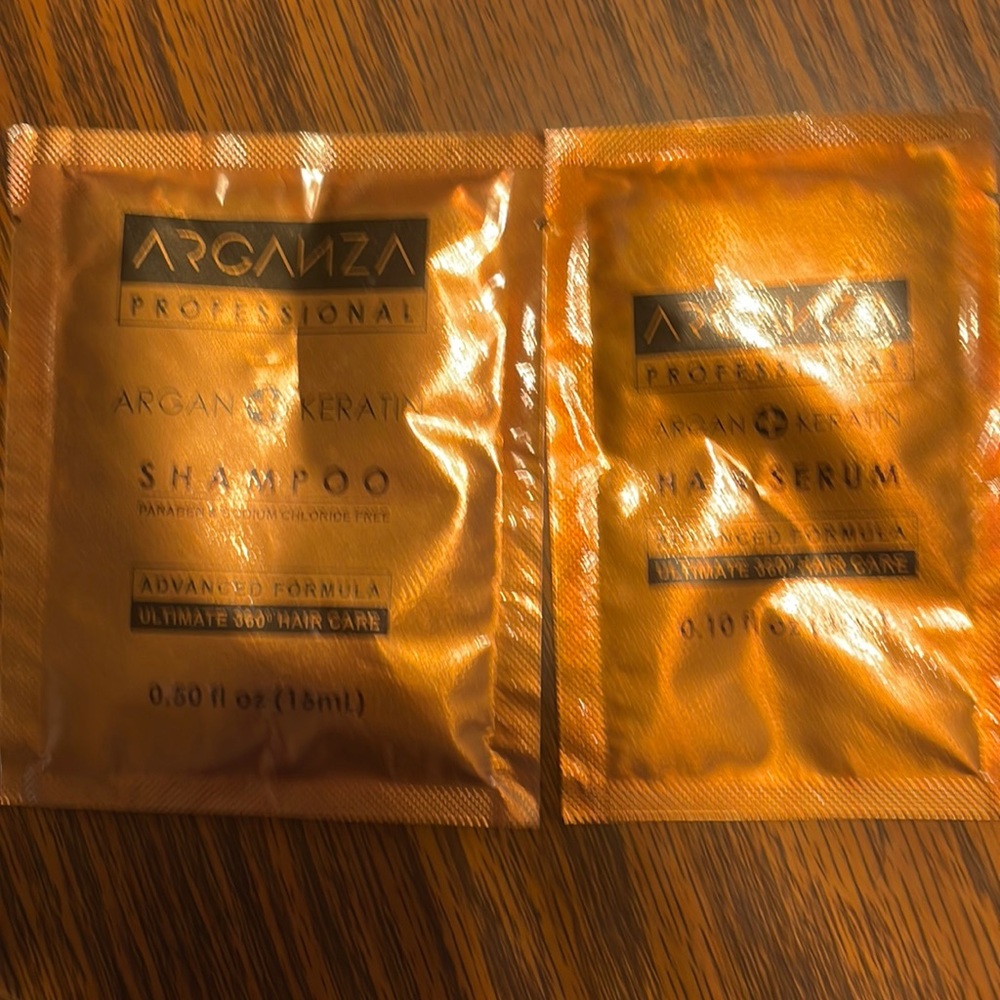 Arganza professional argan and keratin shampoo & hair serum 15ml each brand new